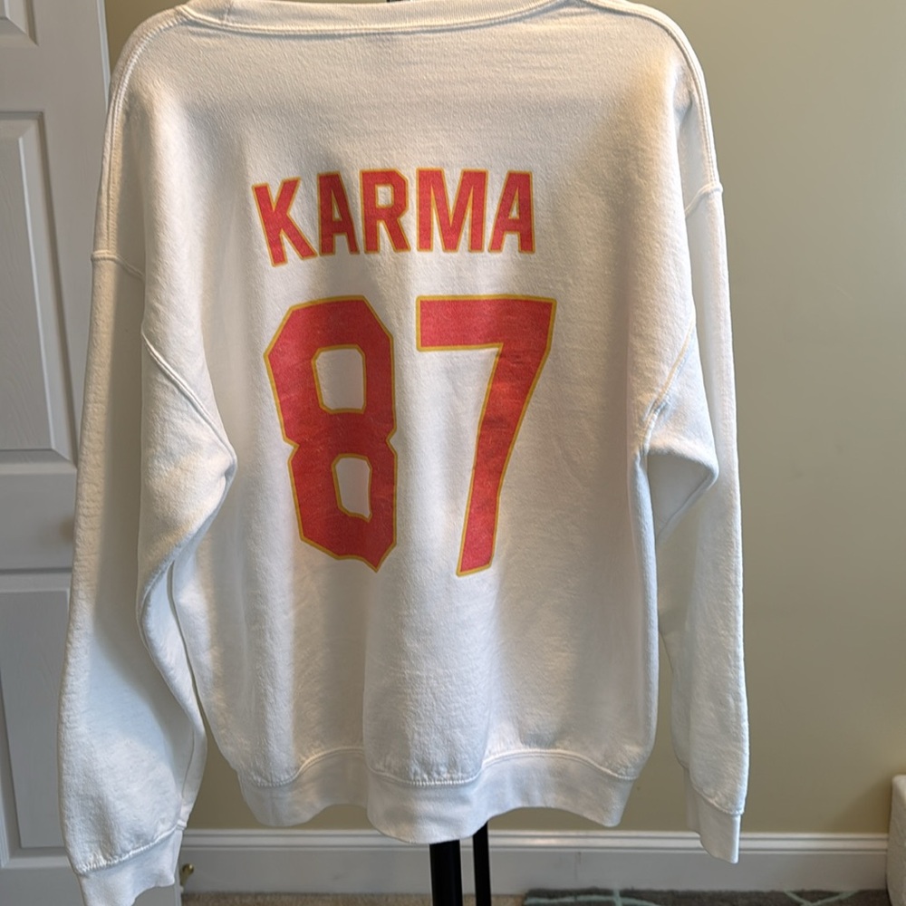 Taylor Swift Inspired Karma 87 White Sweatshirt -L